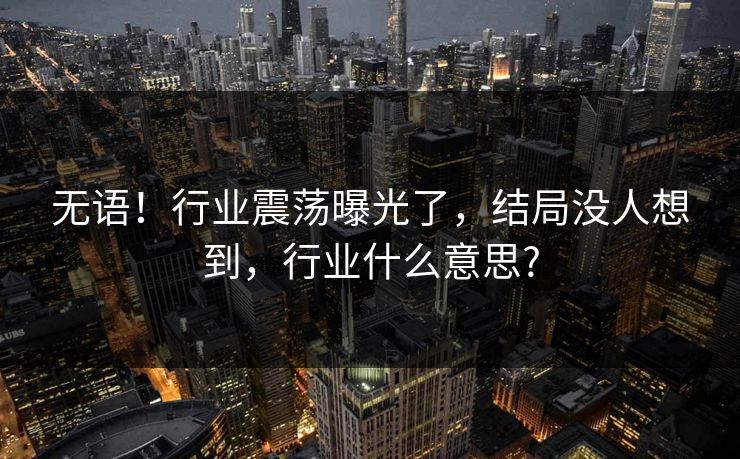 无语！行业震荡曝光了，结局没人想到，行业什么意思?