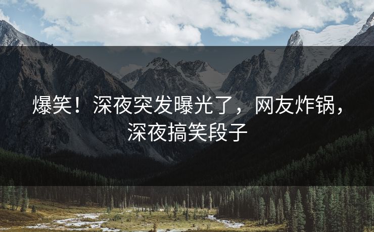 爆笑!深夜突发曝光了,网友炸锅,深夜搞笑段子