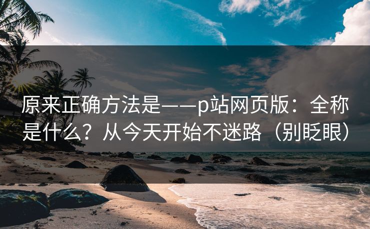 原来正确方法是——p站网页版：全称是什么？从今天开始不迷路（别眨眼）